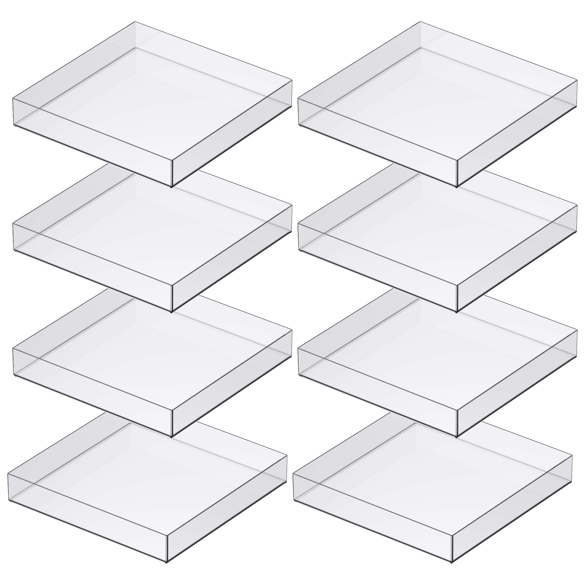 8 Pack: 12" x 12" Clear Stackable Storage Tray by Simply Tidy™